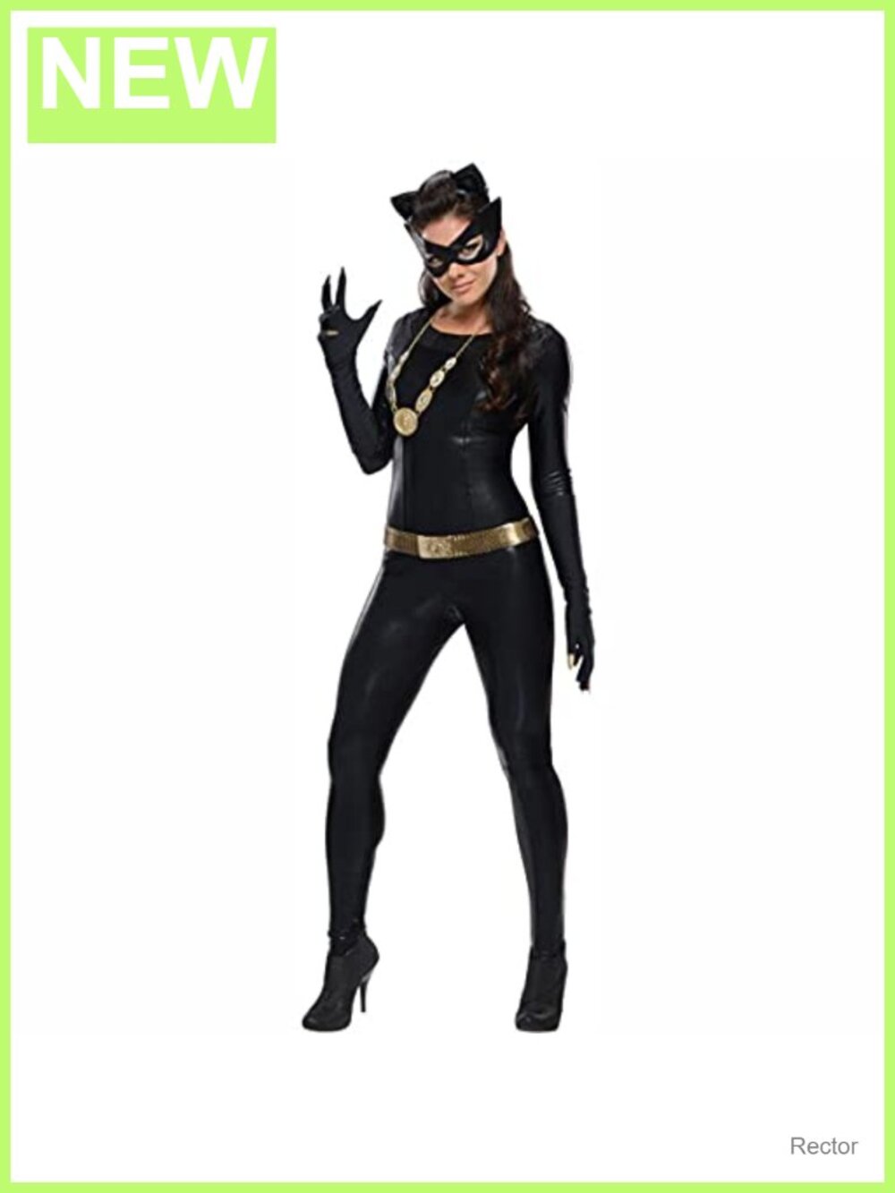 DC Batman 1966 Catwoman Costume, Women's Small 6-10, Jumpsuit Gloves